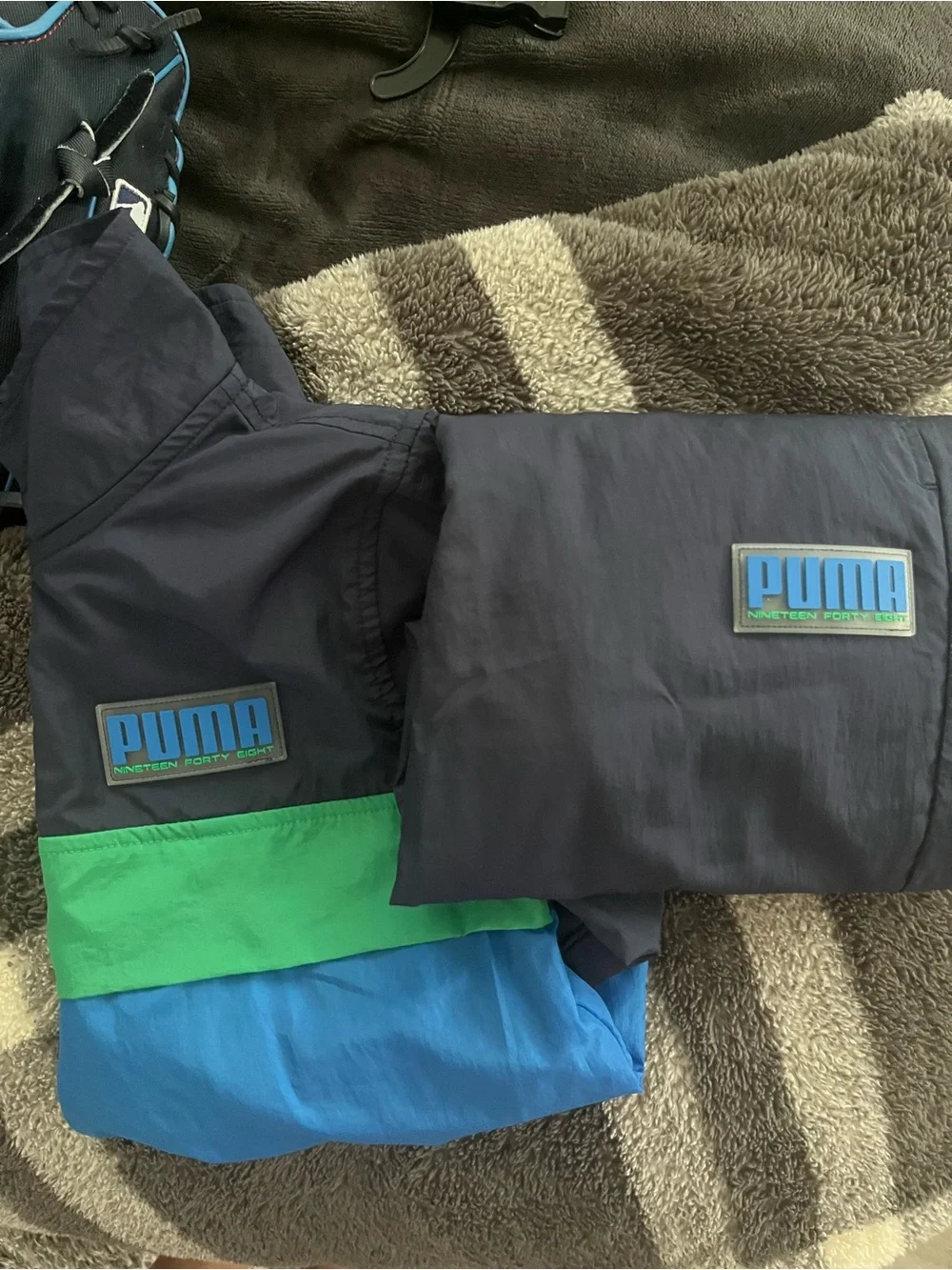 Puma Navy, Bright Blue & Green Athletic Windbreaker Set - Picture 6 of 8